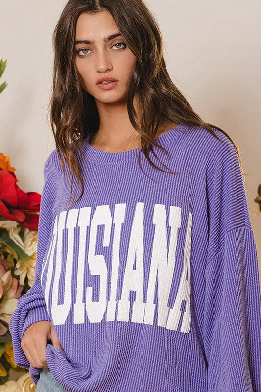 LOUISIANA RIB CORD SWEATSHIRT - PERIWINKLE