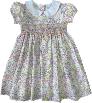 Lulu Bebe Pink Floral Smocked Dress