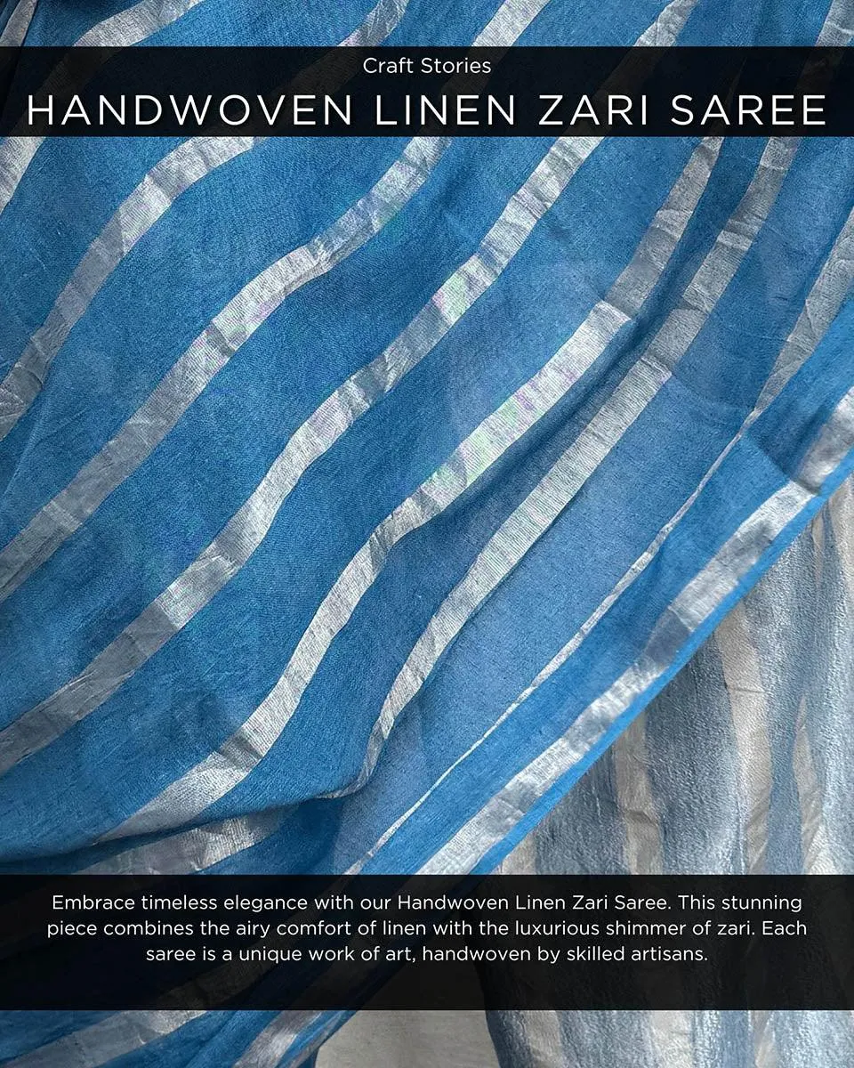 Megha Handwoven Linen Zari Saree - Jheel