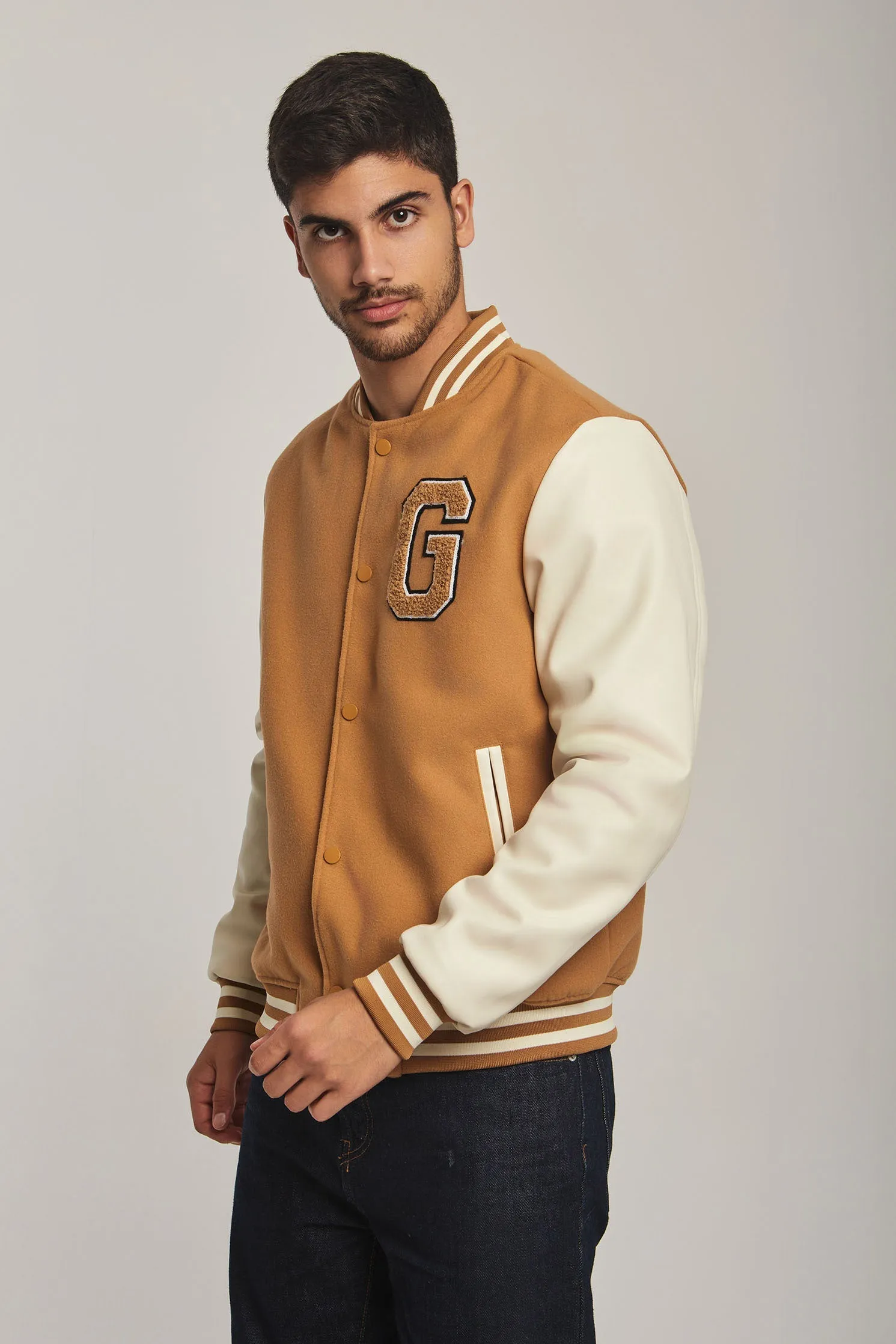 Men Jacket Varsity Brown