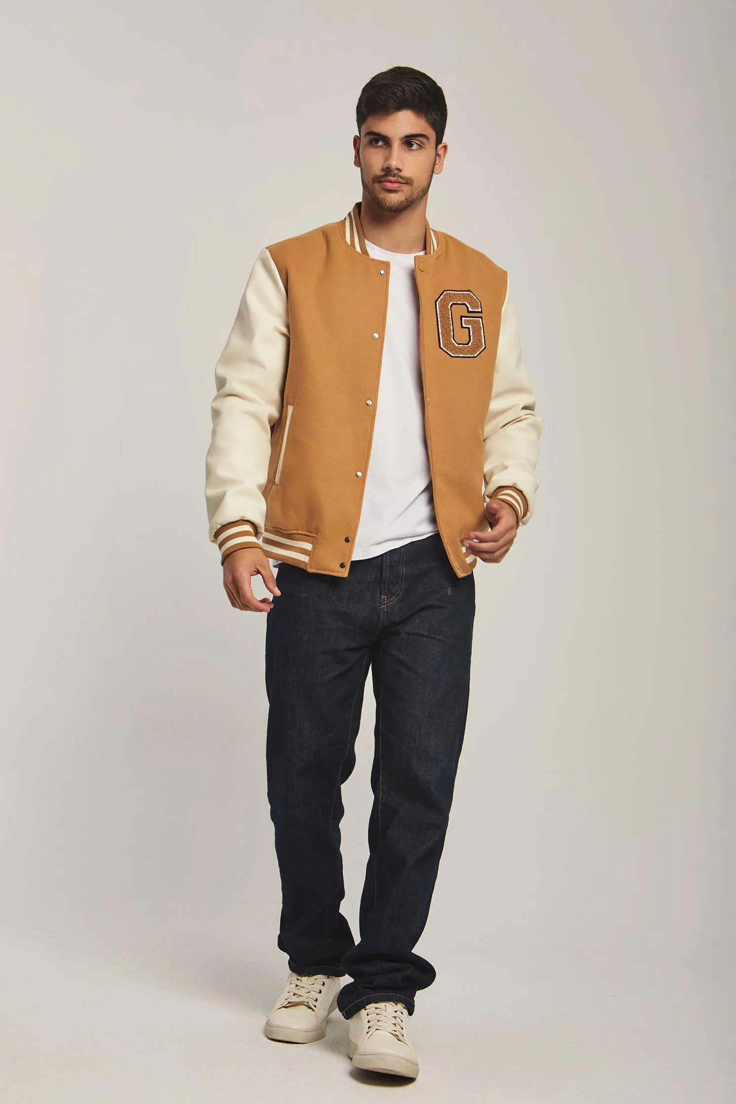 Men Jacket Varsity Brown