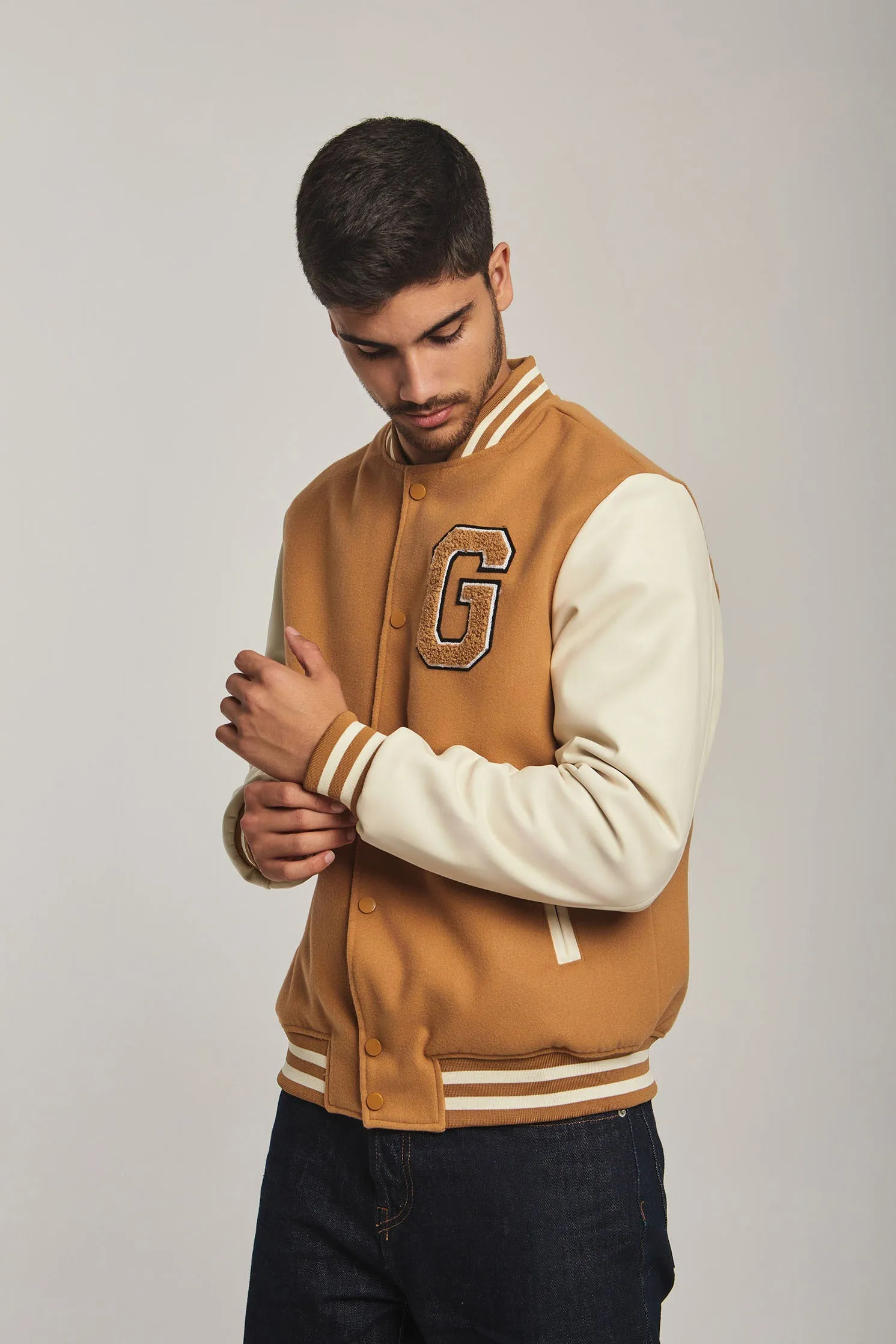 Men Jacket Varsity Brown