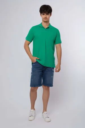 Men Polo Cotton Basic Green
