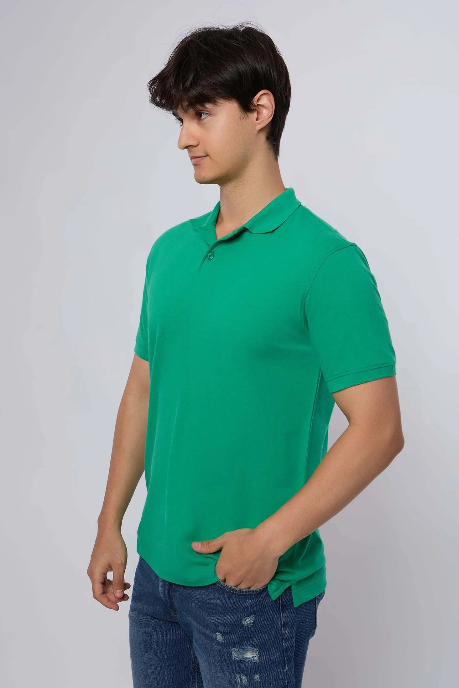 Men Polo Cotton Basic Green