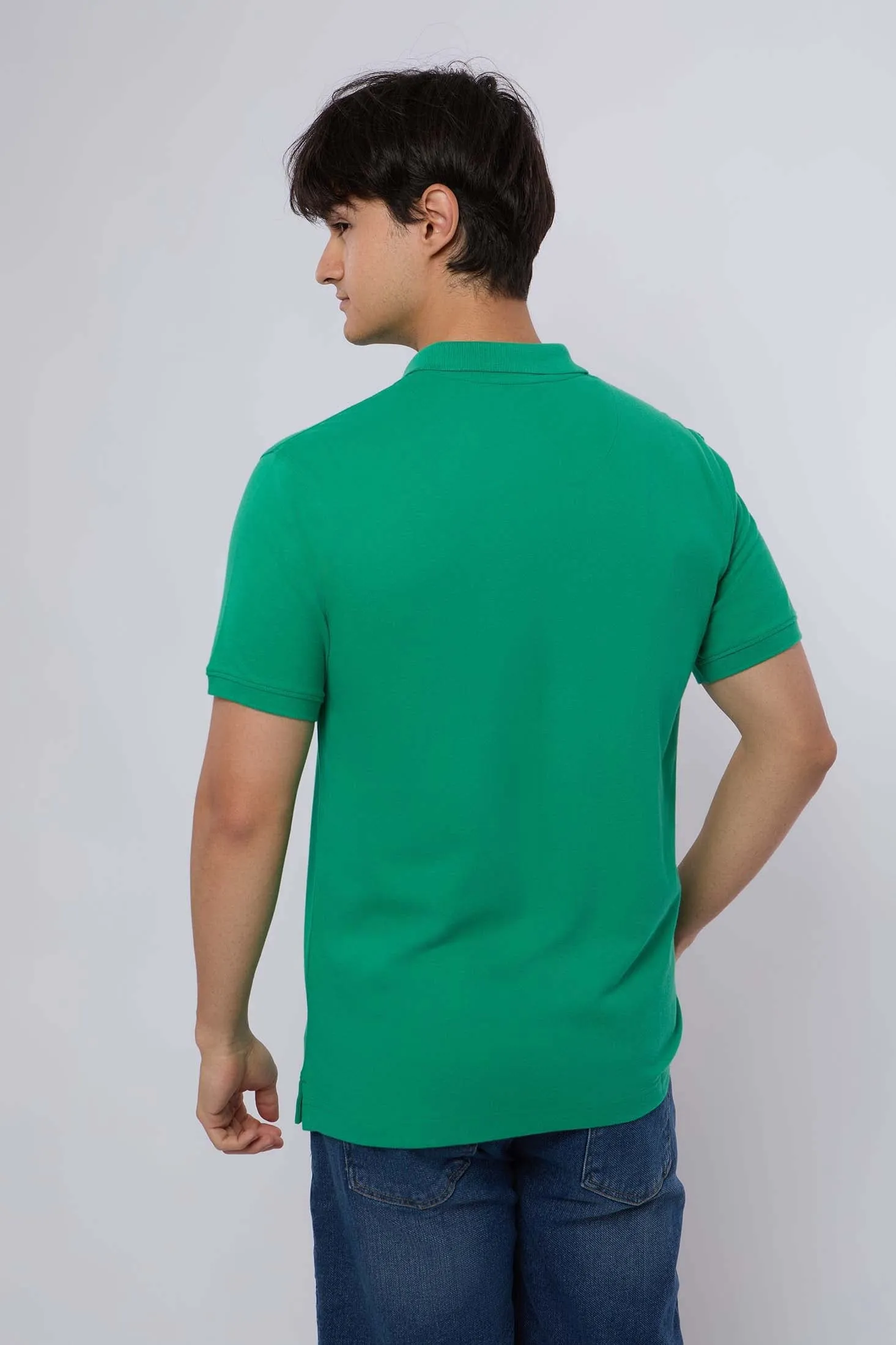 Men Polo Cotton Basic Green