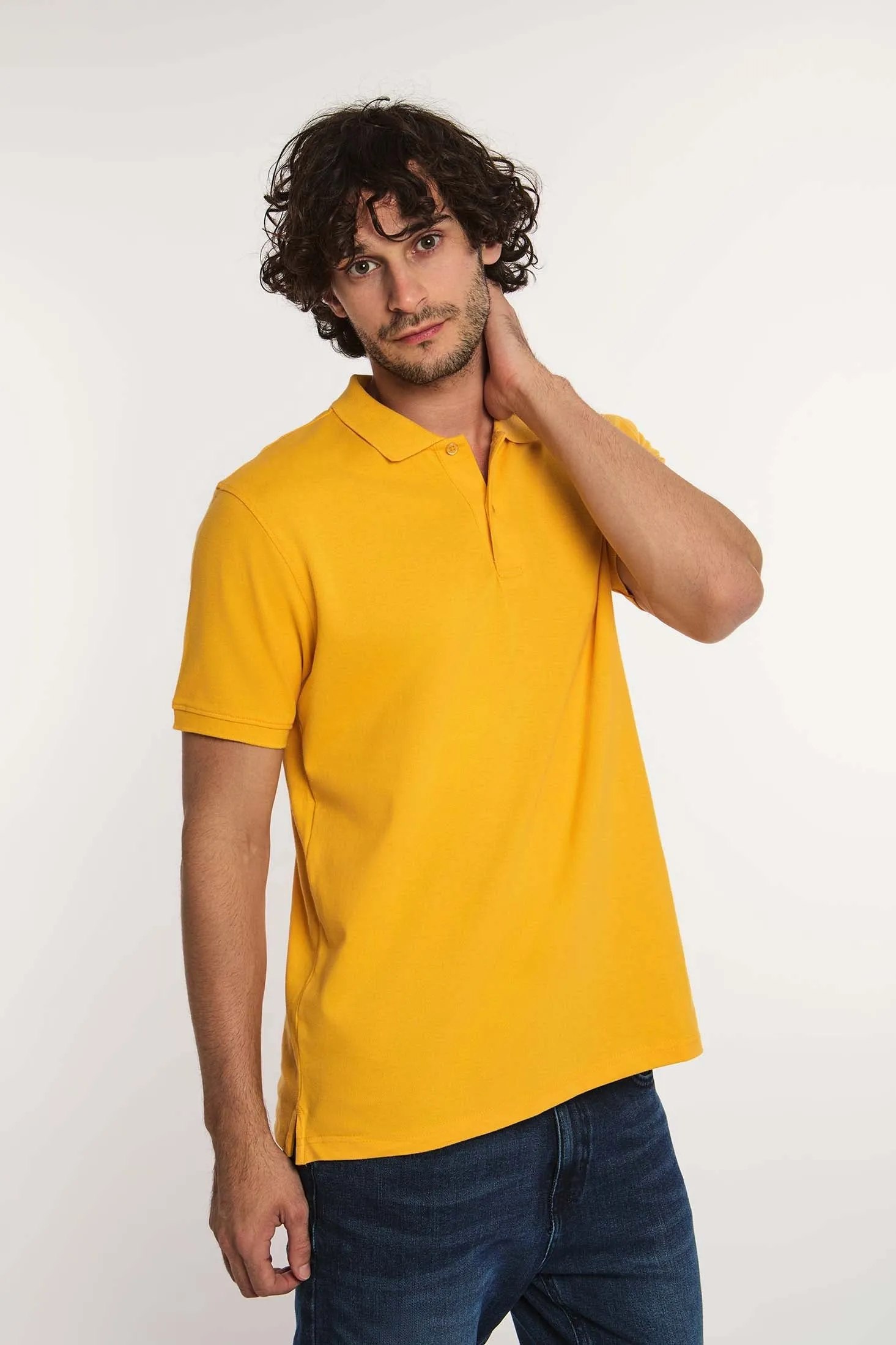 Men Polo Cotton Basic Orange