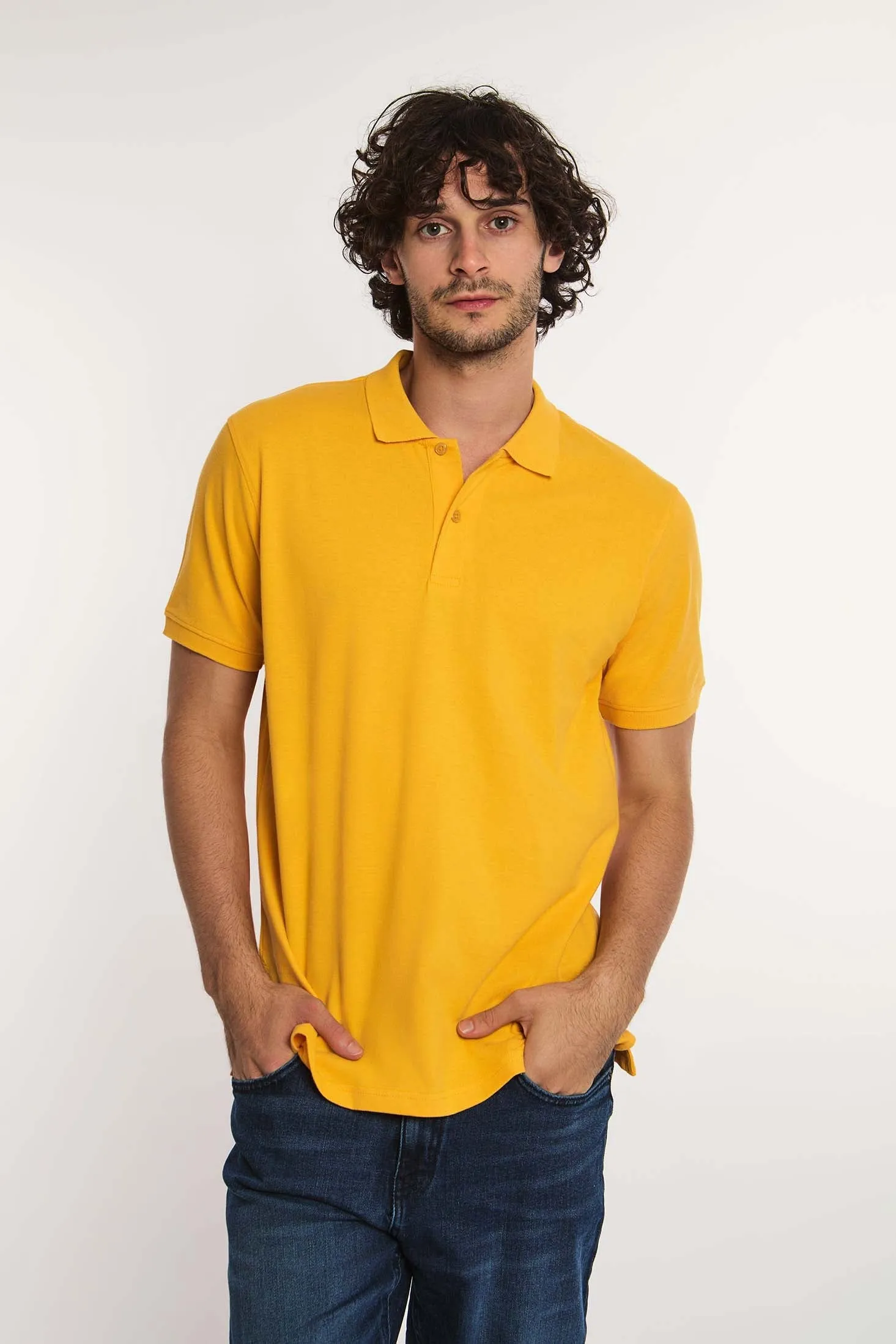 Men Polo Cotton Basic Orange