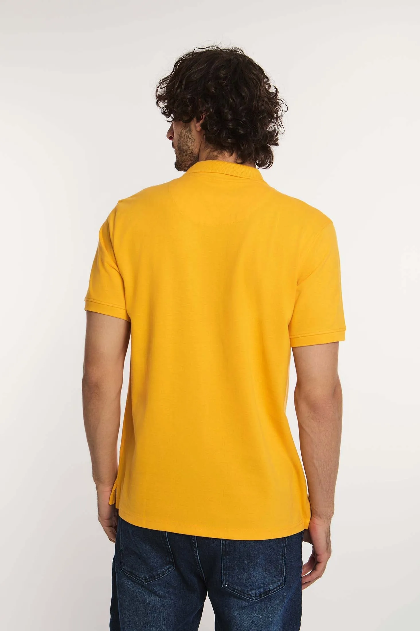 Men Polo Cotton Basic Orange