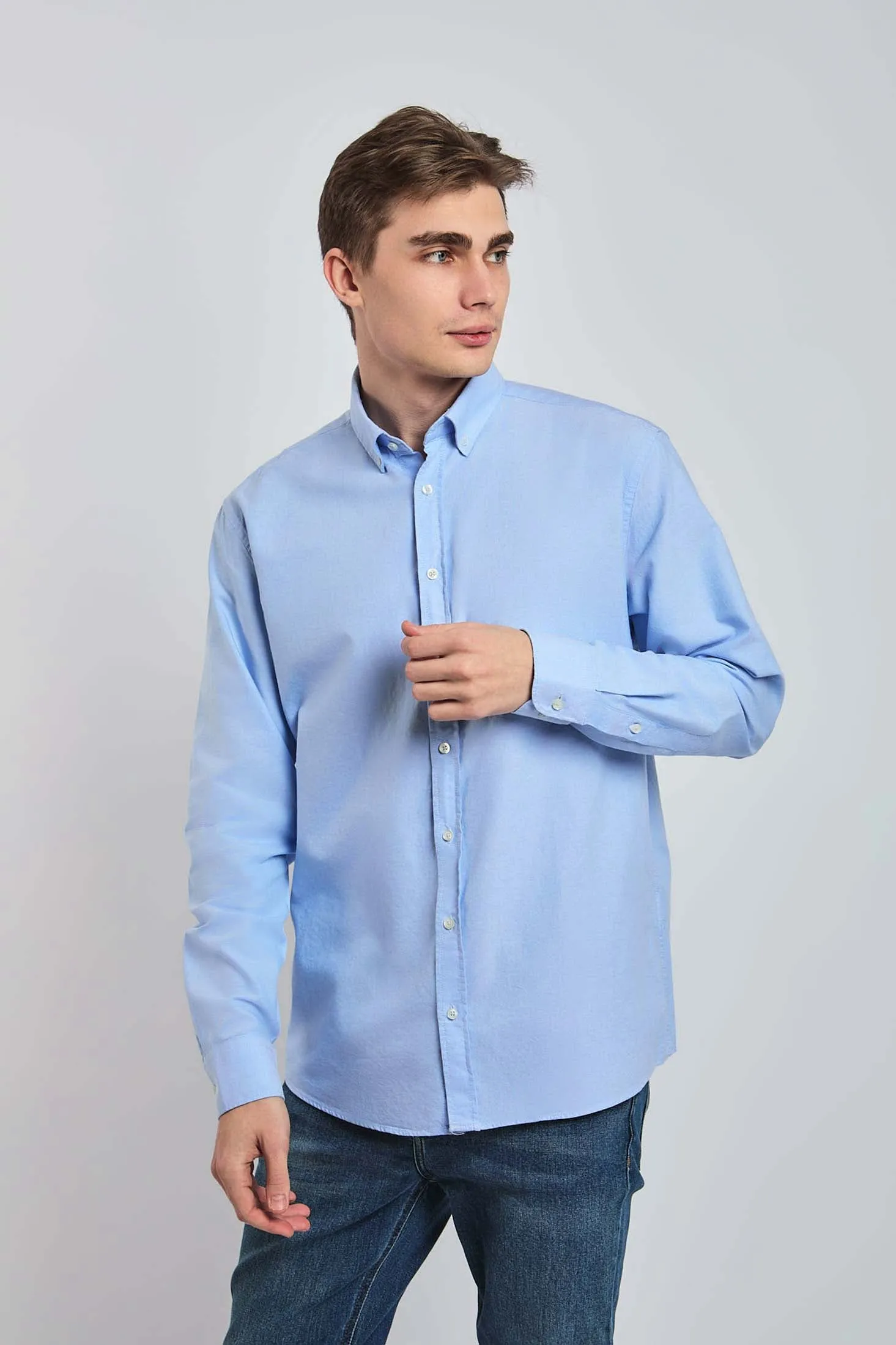 Men Shirt  Regular Fit Oxford Cotton Blue