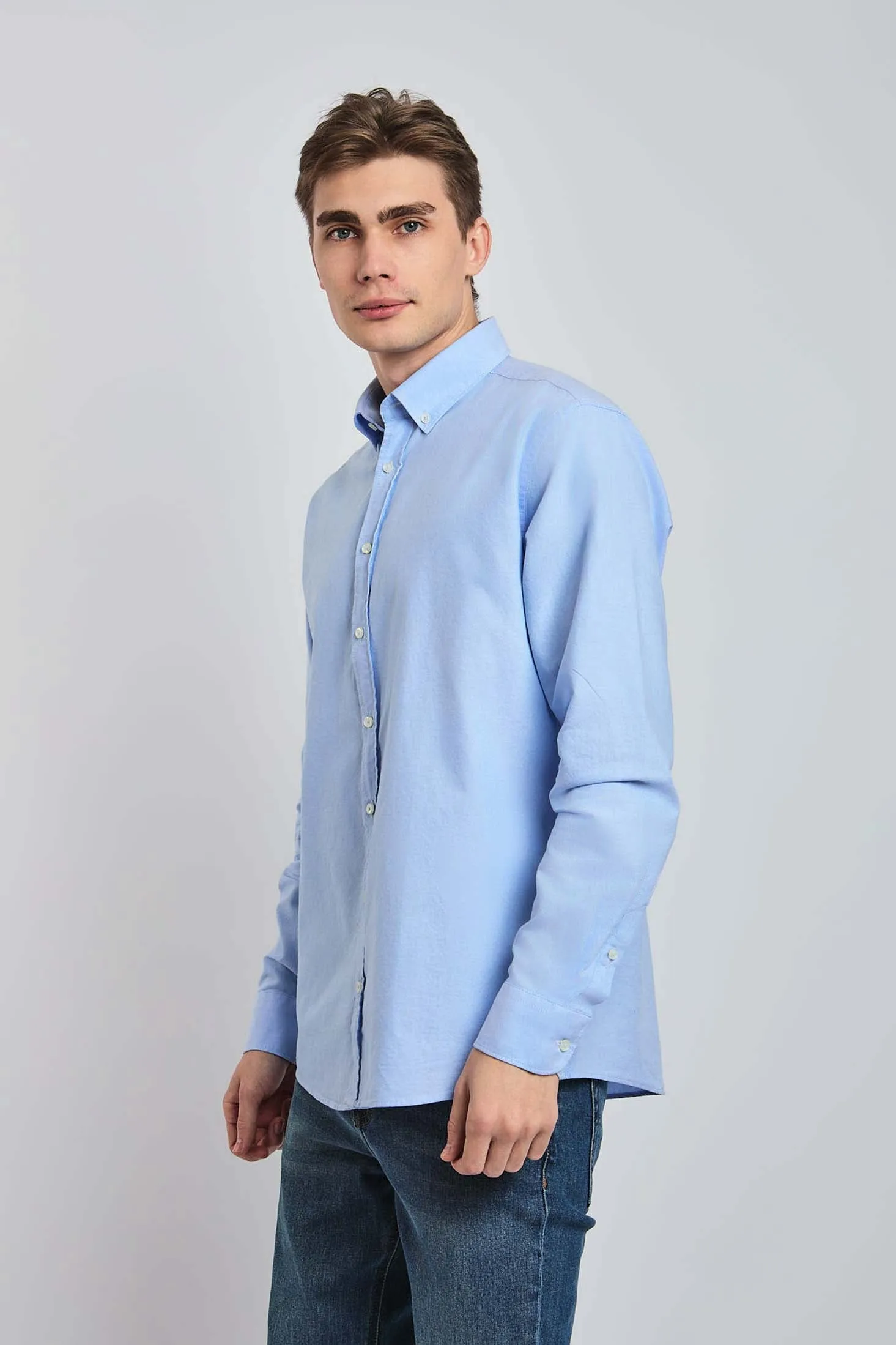 Men Shirt  Regular Fit Oxford Cotton Blue