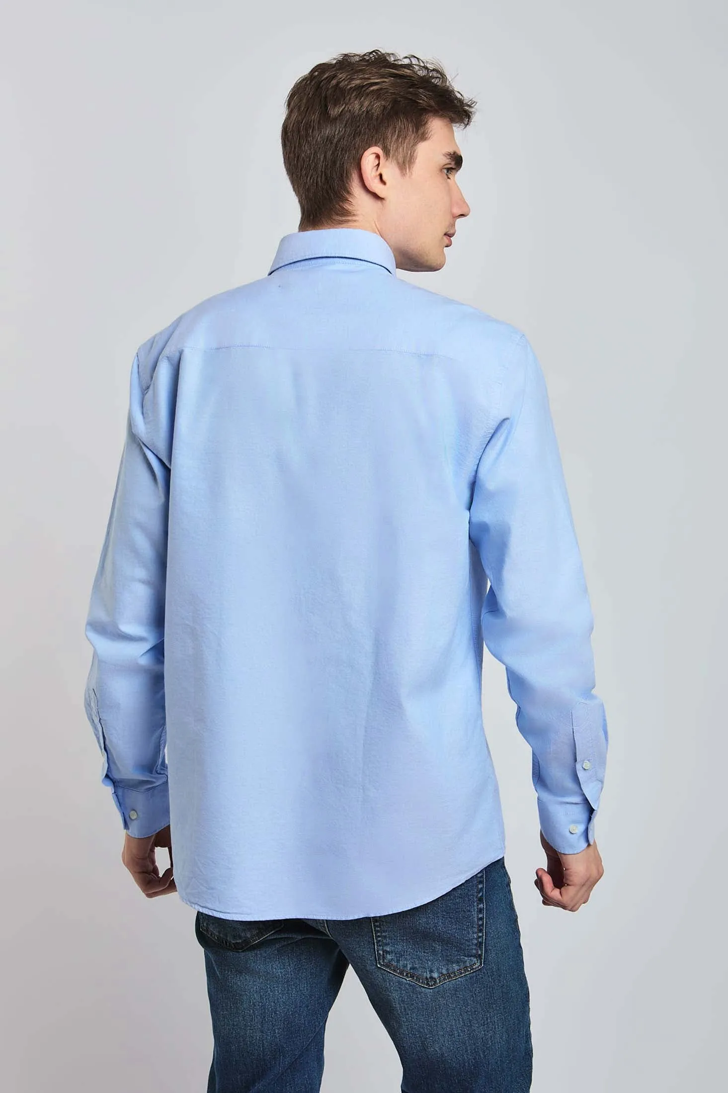 Men Shirt  Regular Fit Oxford Cotton Blue