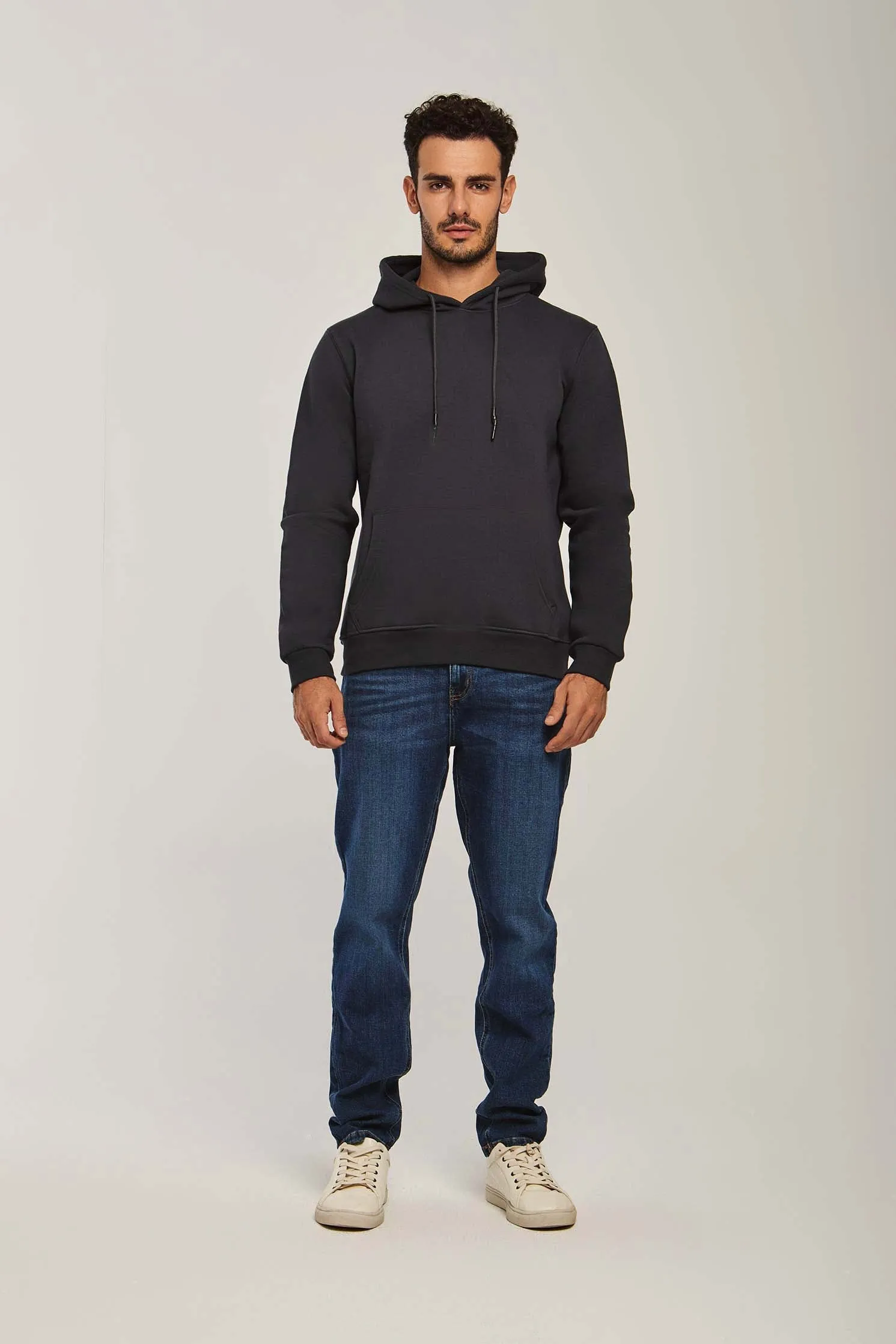 Men Sweat Shirt Basic Hoody Silver