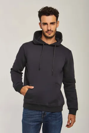 Men Sweat Shirt Basic Hoody Silver