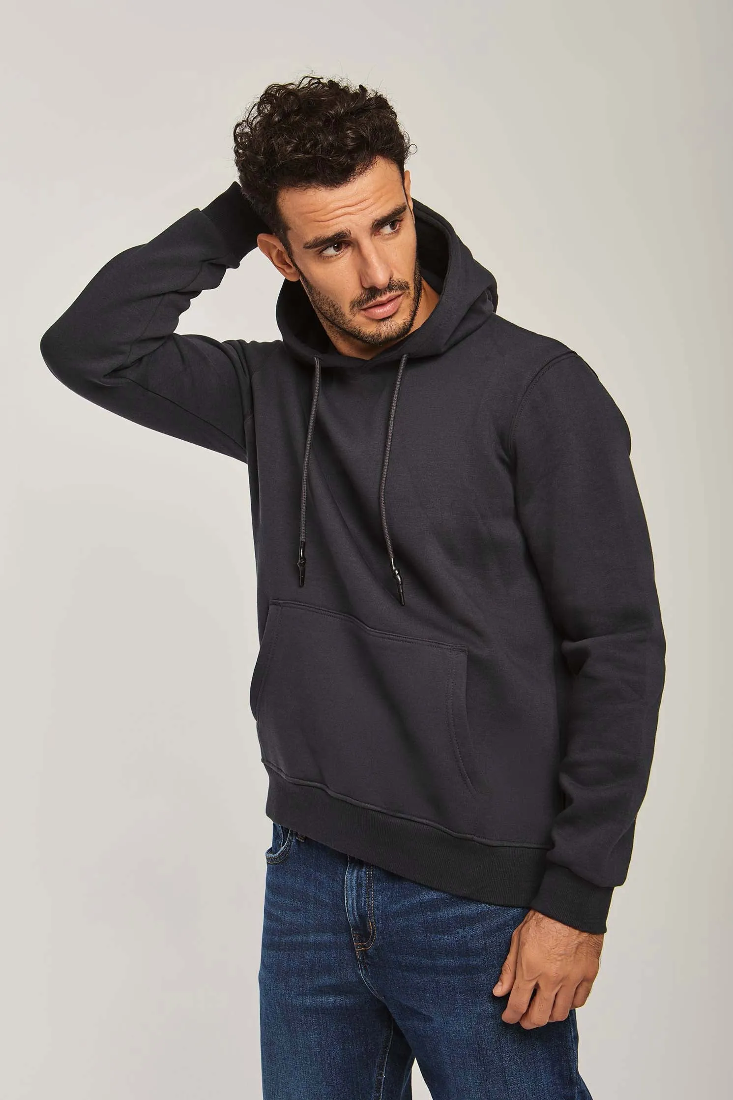 Men Sweat Shirt Basic Hoody Silver
