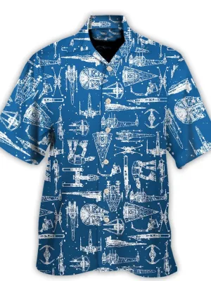 Men's Casual Landscape Robot Print Linen Cuban Collar Shirt