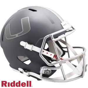 Miami Hurricanes Helmet Riddell Replica Full Size Speed Style Slate Alternate