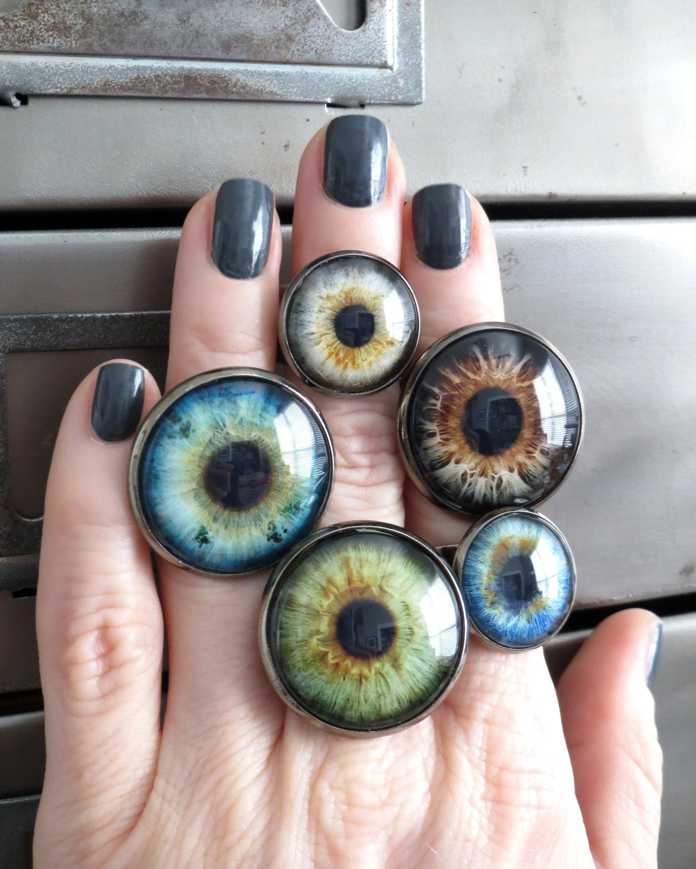 Monster Gothic Green Eyeball Ring - 2 Sizes