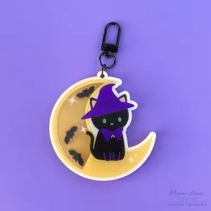 Moonlit Witch Cat Acrylic Shaker Charm