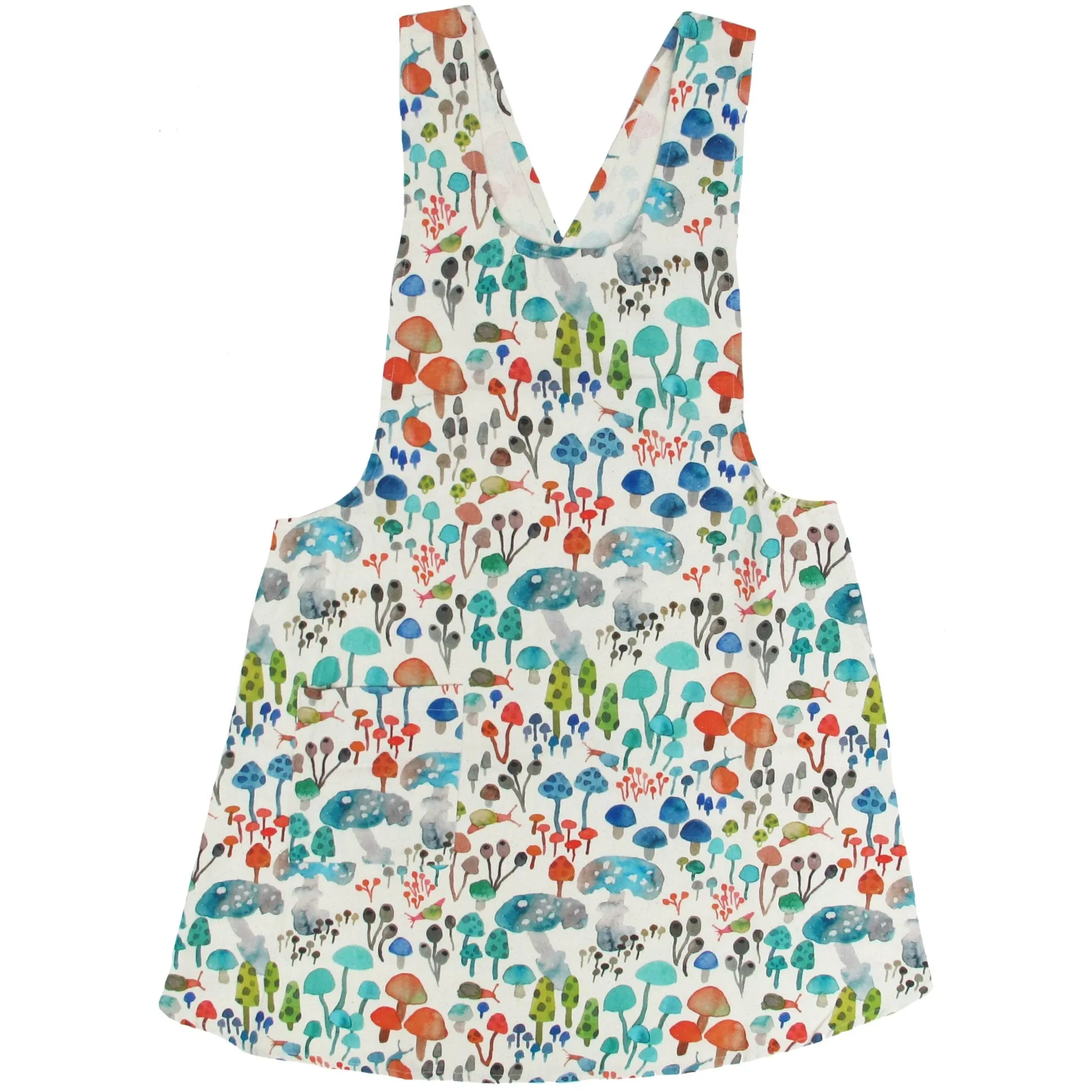 Mushroom Blues Cotton Pinafore Apron