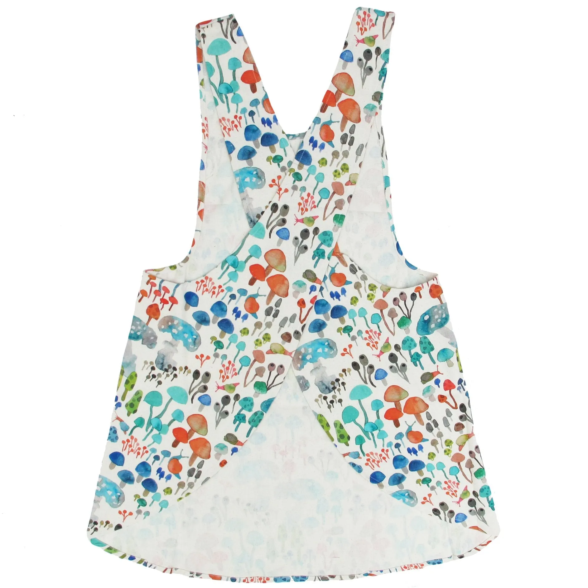 Mushroom Blues Cotton Pinafore Apron