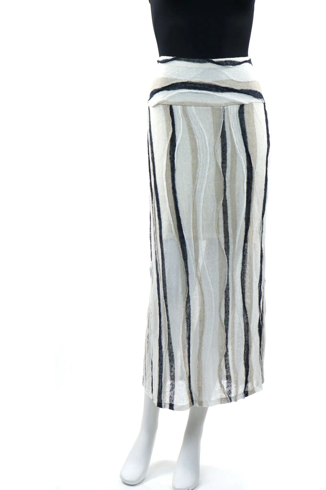 NINA Straight Mid-Calf Linen Skirt with side Slits