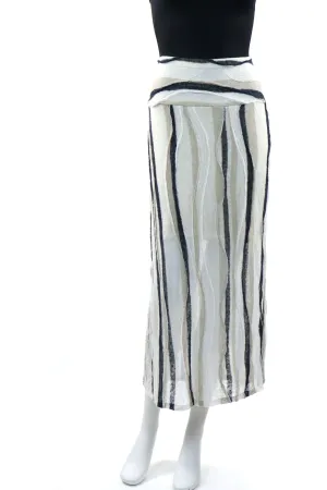NINA Straight Mid-Calf Linen Skirt with side Slits
