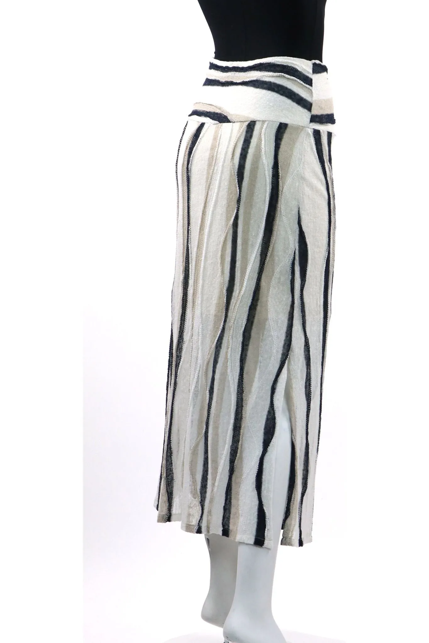 NINA Straight Mid-Calf Linen Skirt with side Slits