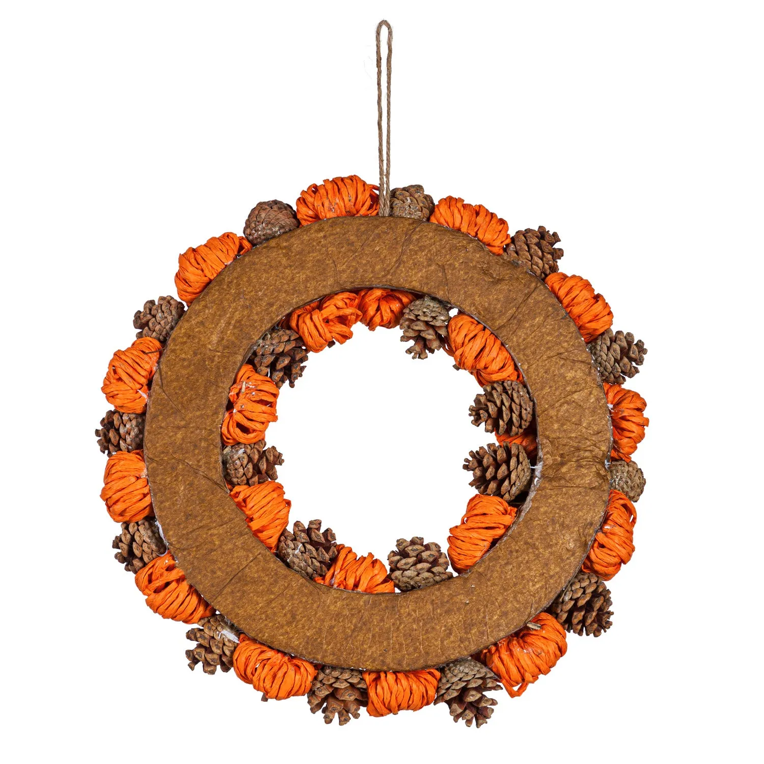 Paper Rope Pinecone & Pumpkin  Wreath