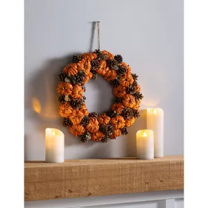 Paper Rope Pinecone & Pumpkin  Wreath