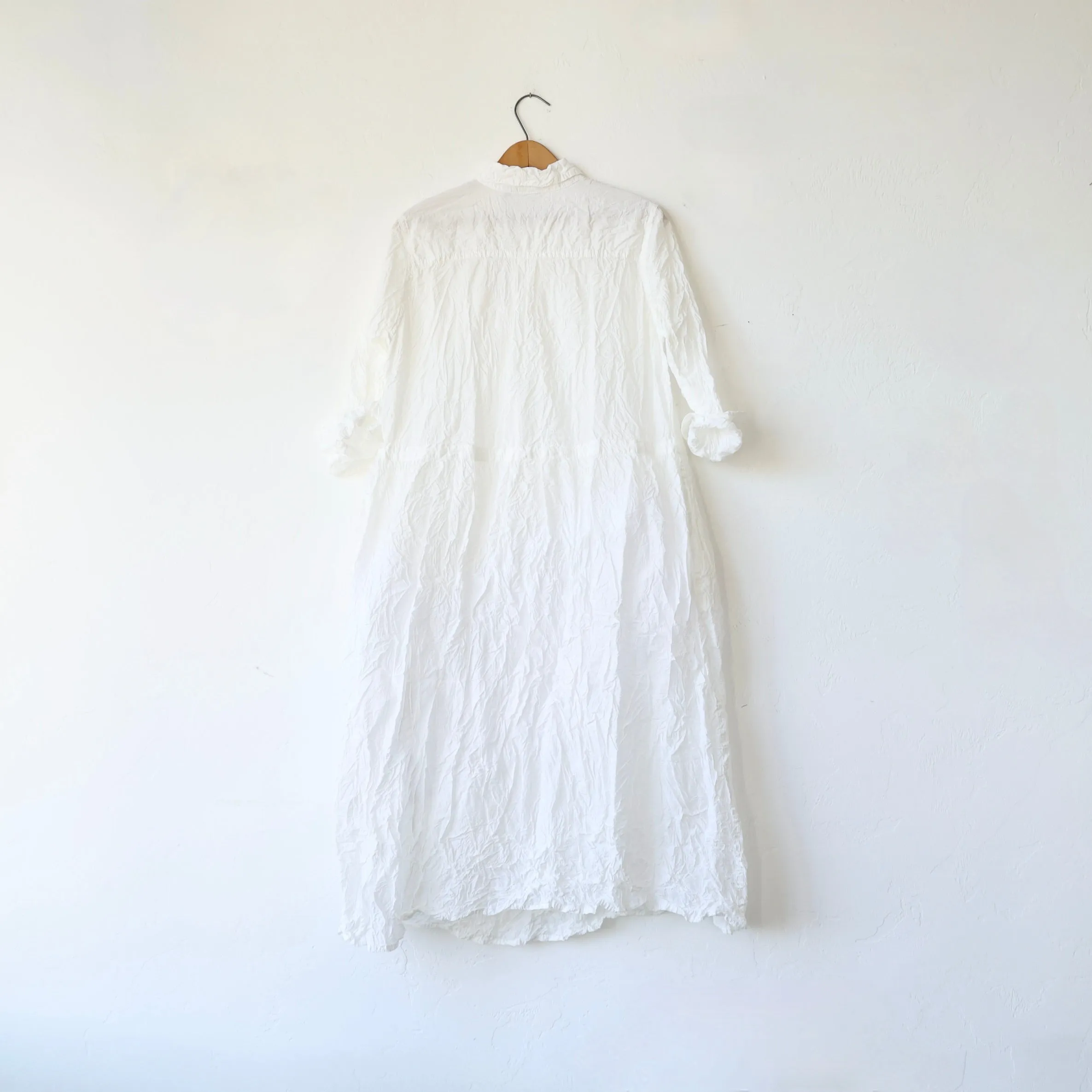 Pas de Calais Crinkle Shirt Dress - White