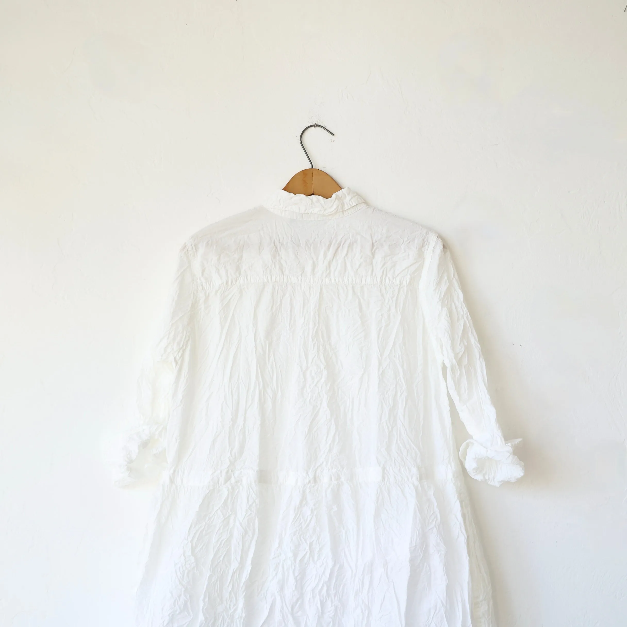 Pas de Calais Crinkle Shirt Dress - White