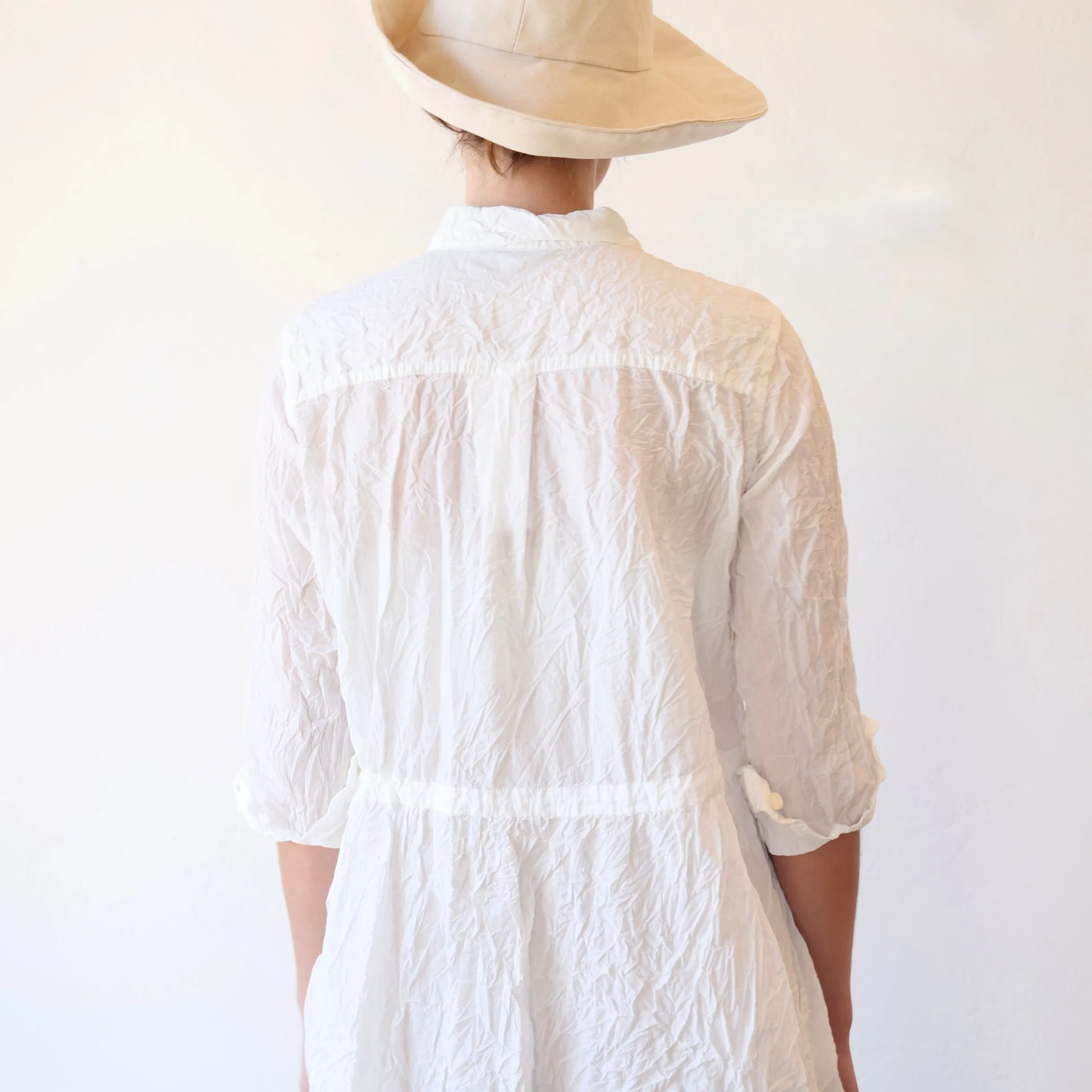 Pas de Calais Crinkle Shirt Dress - White