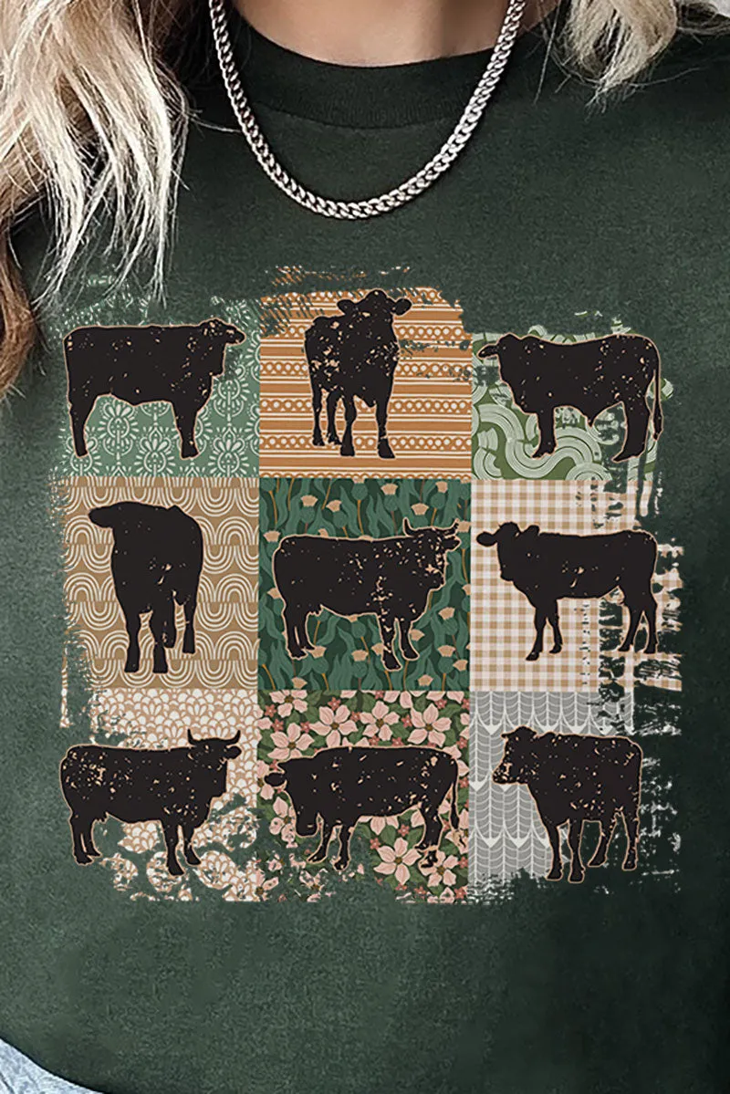 Patchwork Cows Short Sleeve Relaxed Fit T-Shirt