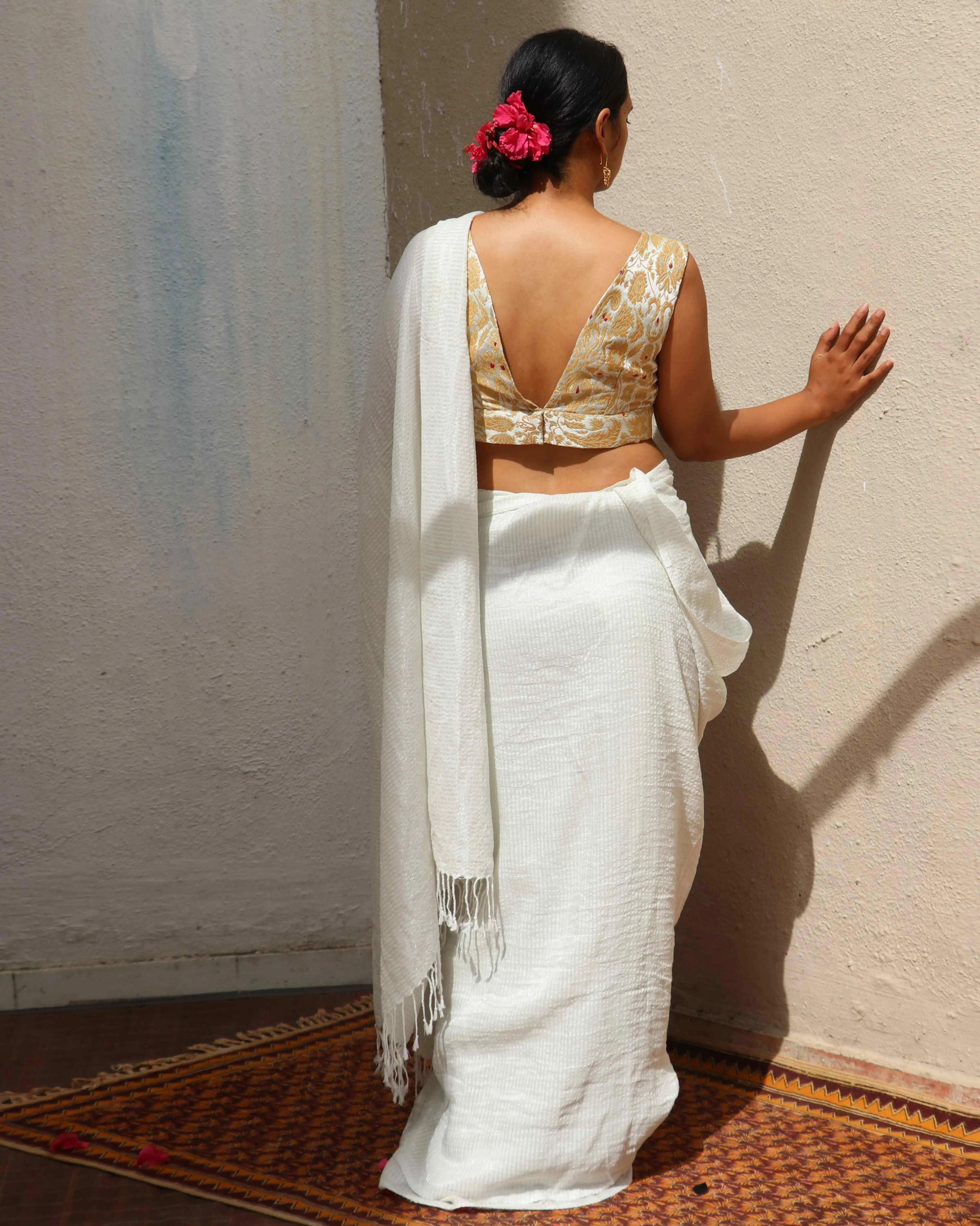 Pearl White Brocade Blouse - TOG