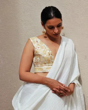Pearl White Brocade Blouse - TOG