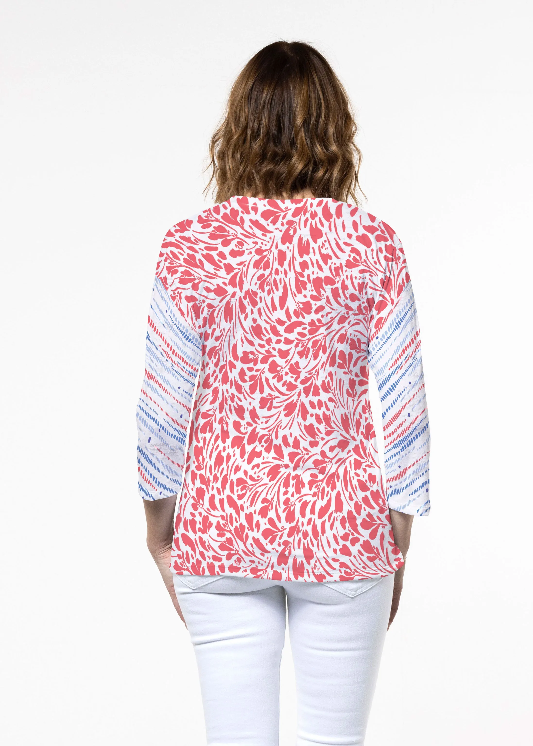 Pebble Dots Fourth (8008) ~ Signature 3/4 Sleeve Crew Neck Top