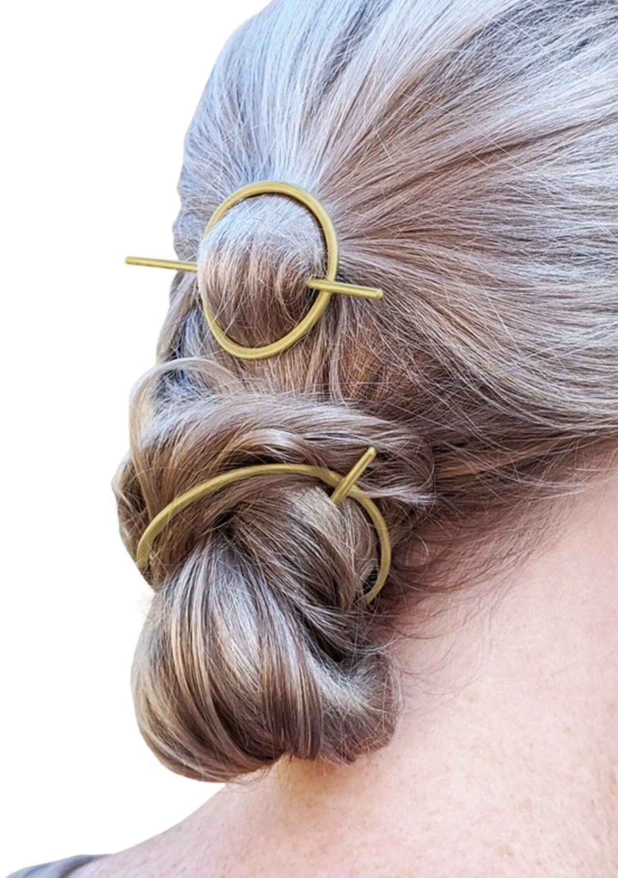 PeLo Modern - Large Abstract Oval Brass Hair Slide