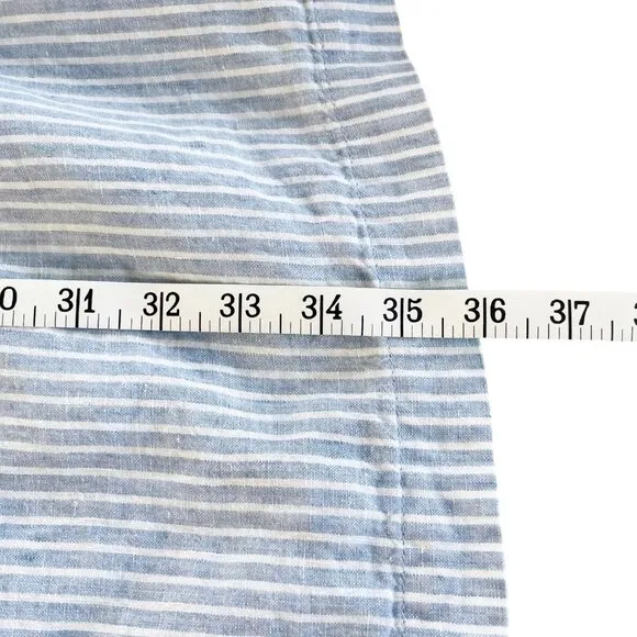 Poetry Striped Linen Maxi A-Line Skirt Blue and White w/Pockets Women’s Size 10