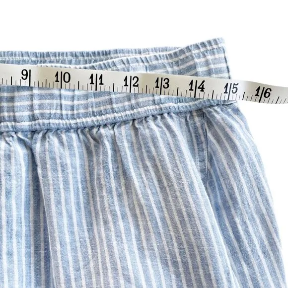 Poetry Striped Linen Maxi A-Line Skirt Blue and White w/Pockets Women’s Size 10