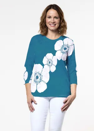 Poppy Navy (7013) ~ Signature 3/4 Sleeve Crew Neck Top