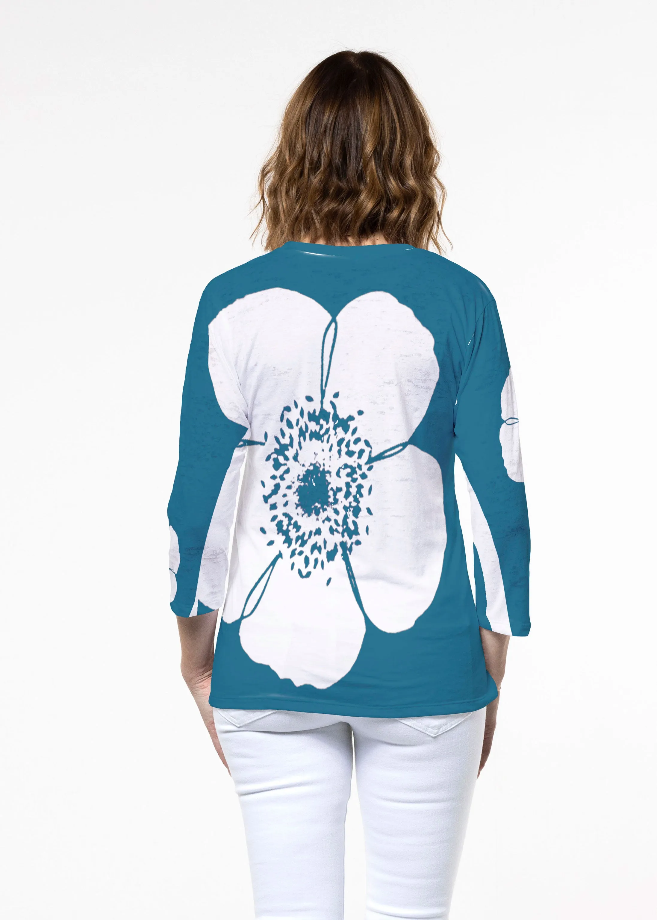 Poppy Navy (7013) ~ Signature 3/4 Sleeve Crew Neck Top