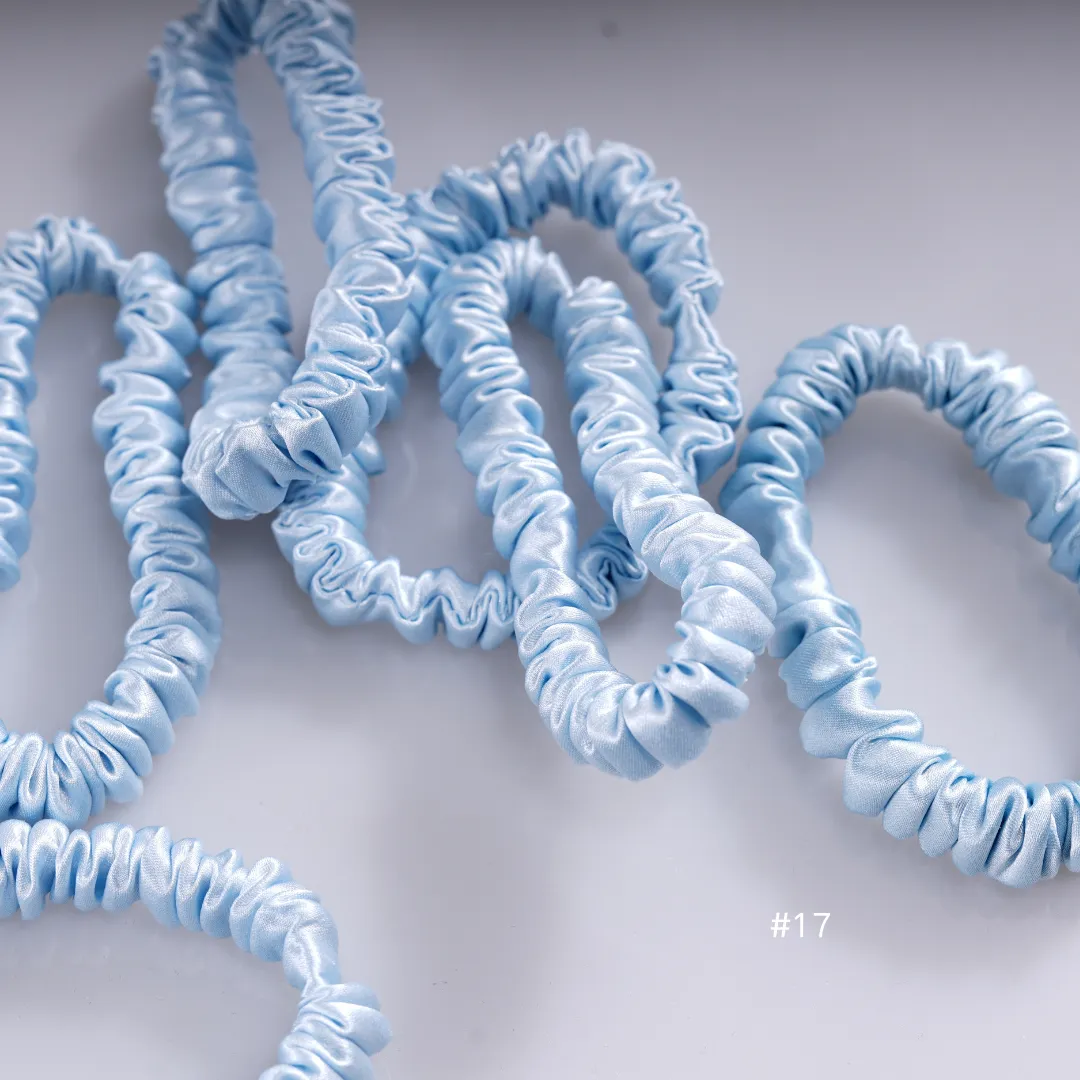 Powder Blue silk scrunchies mini