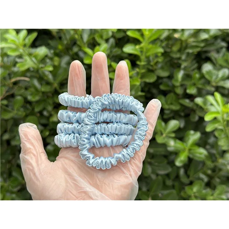 Powder Blue silk scrunchies mini