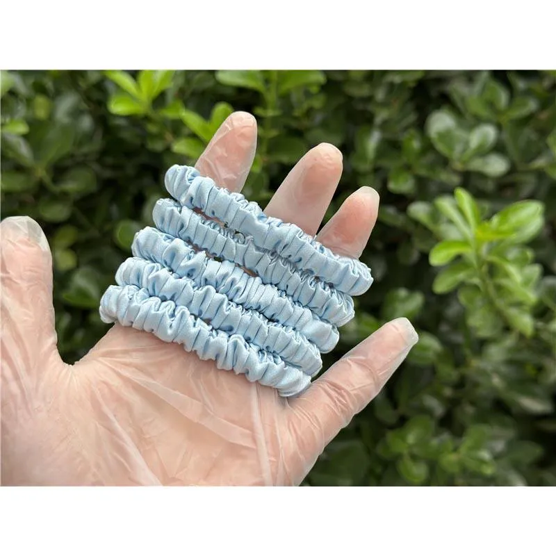 Powder Blue silk scrunchies mini