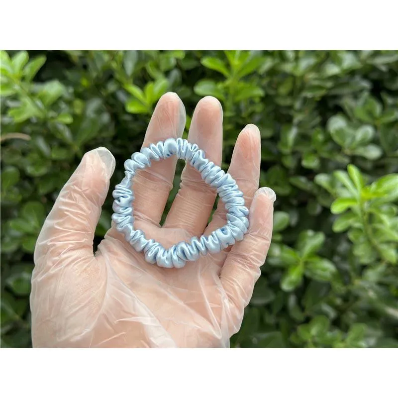 Powder Blue silk scrunchies mini