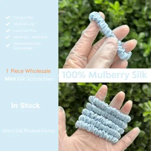 Powder Blue silk scrunchies mini