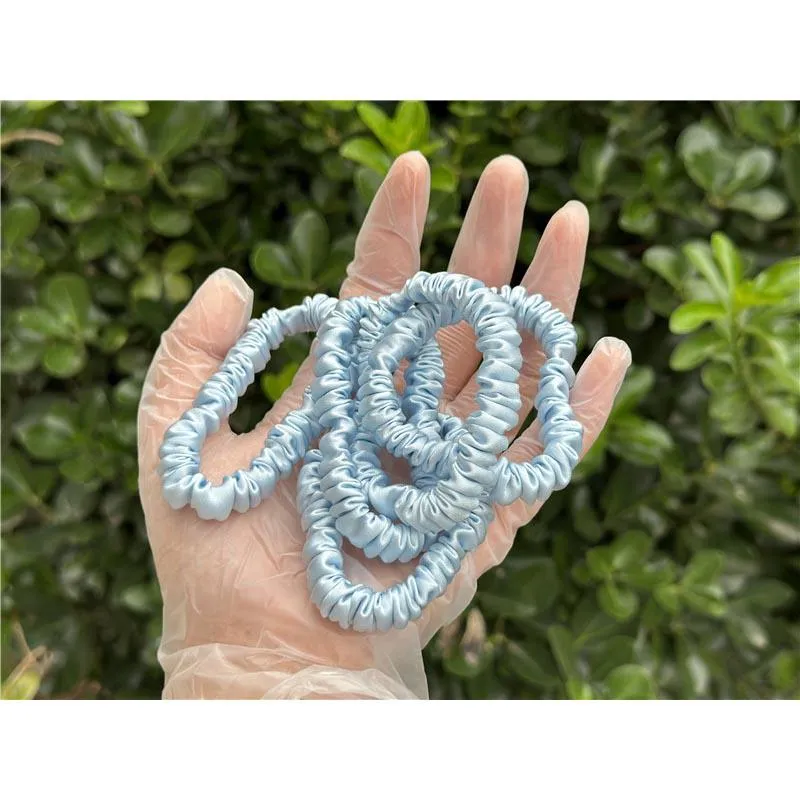 Powder Blue silk scrunchies mini