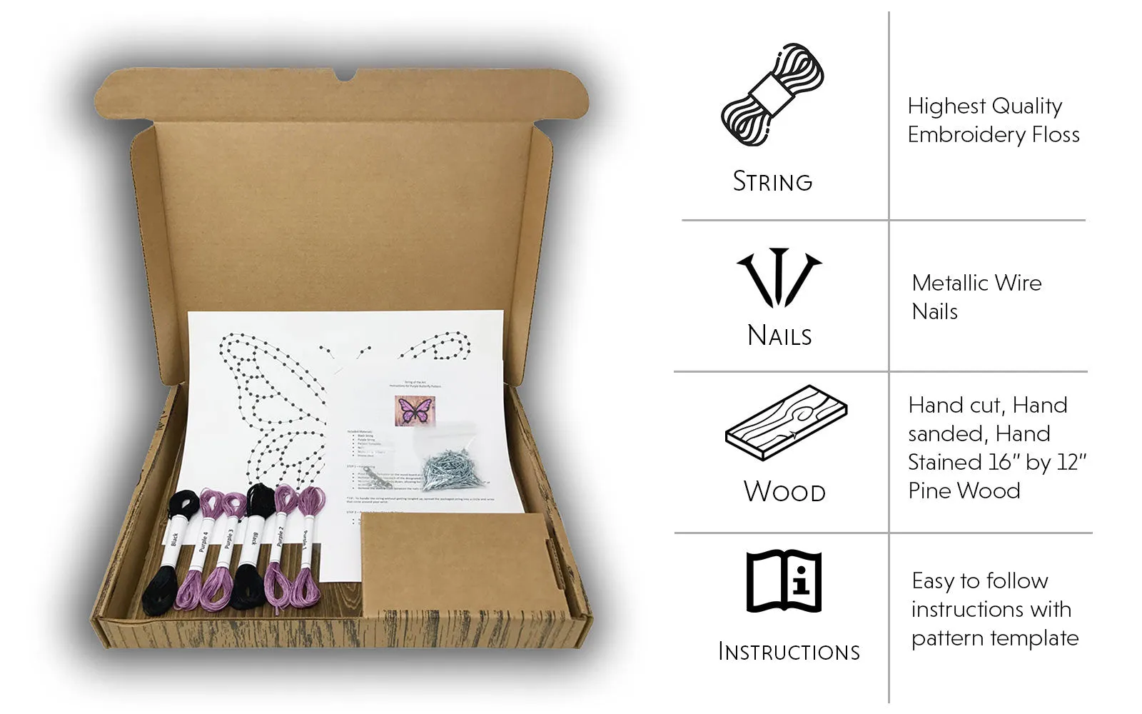 Purple Butterfly String Art Kit