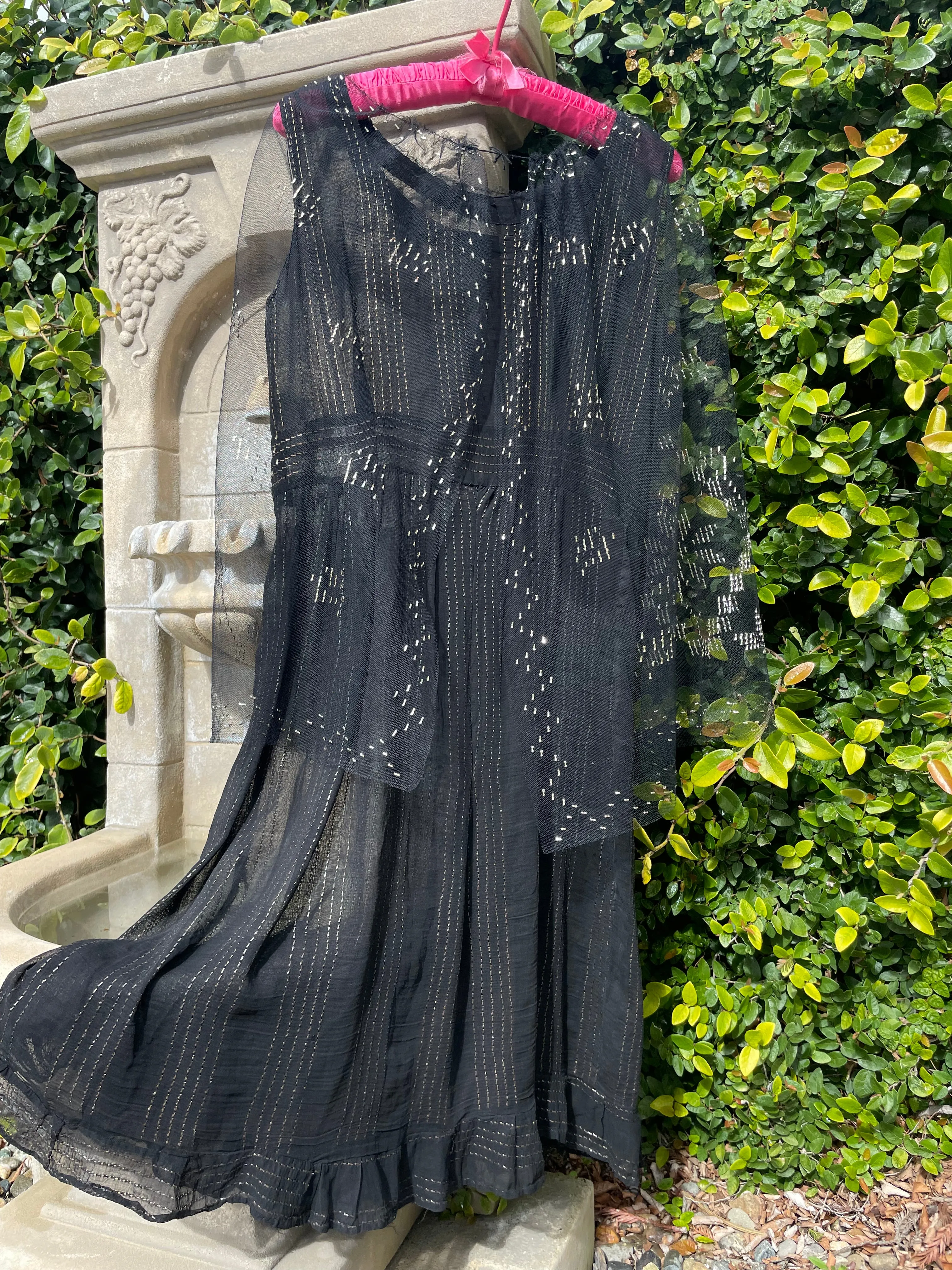 Rare 1920s/1930s One Of A Kind Handmade Hammered Metal Assuit Dress & Shawl
