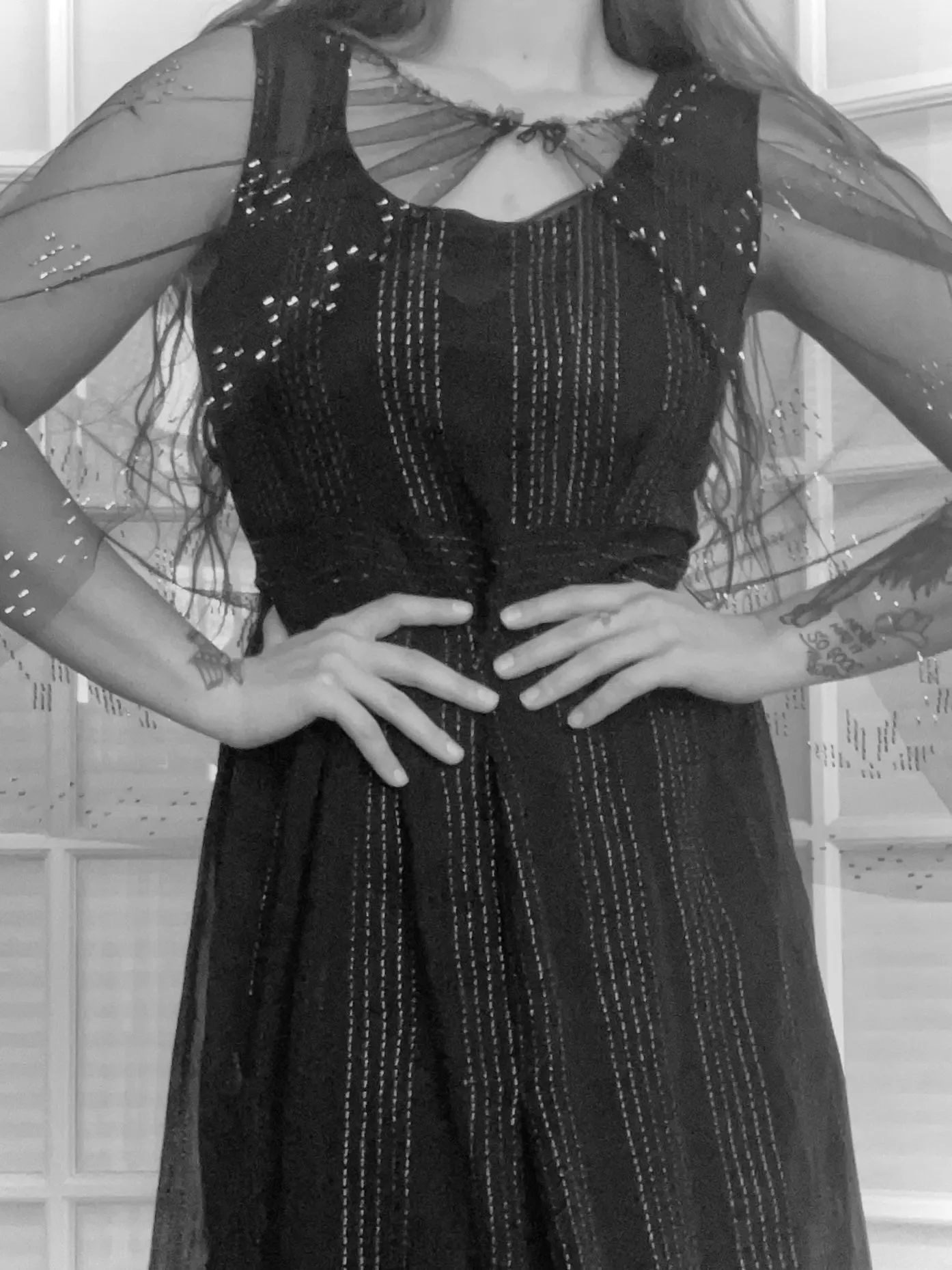Rare 1920s/1930s One Of A Kind Handmade Hammered Metal Assuit Dress & Shawl